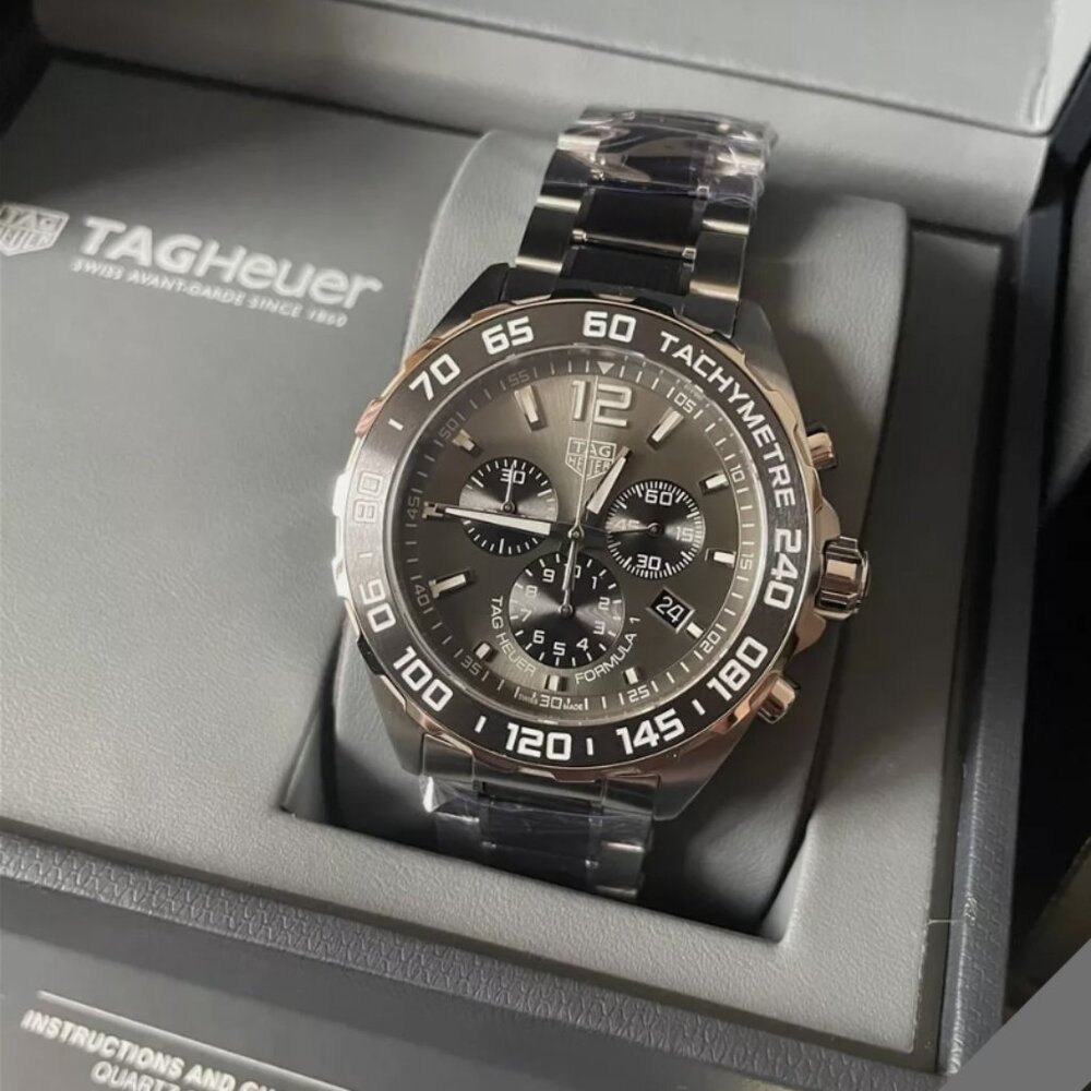 TAG Heuer Formula 1 200M 43 QUARTZ Chronograph CAZ1011.BA0843 GRAY DIAL WATCH